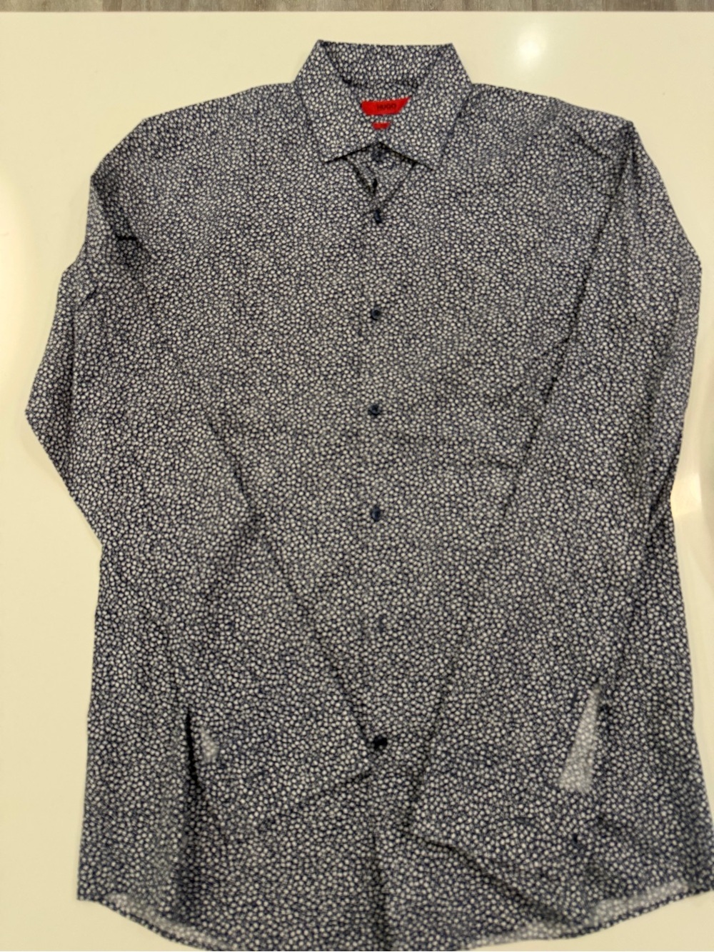 Hugo Boss Navy Micro Floral Button-Down Shirt